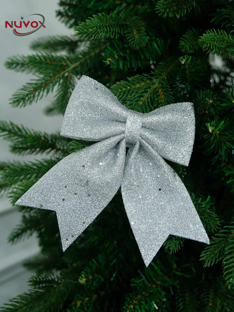 NUVOX 12cm Bow Xmas Tree Decoration Gold Red Silver Bowknot Hanging Decor Home Party Decoration