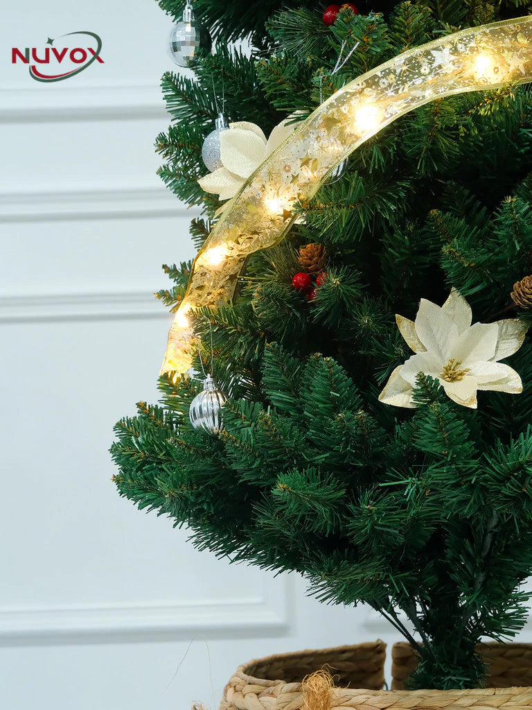 NUVOX Christmas Ribbon with Lights for Christmas Tree DIY Xmas Tree Ribbon Decorations