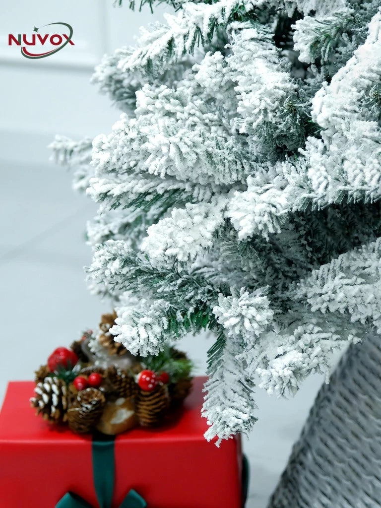 NUVOX 5/6/7/8/10FT Snow Flocked Christmas Tree High Quality XMas Decor Snow Tree