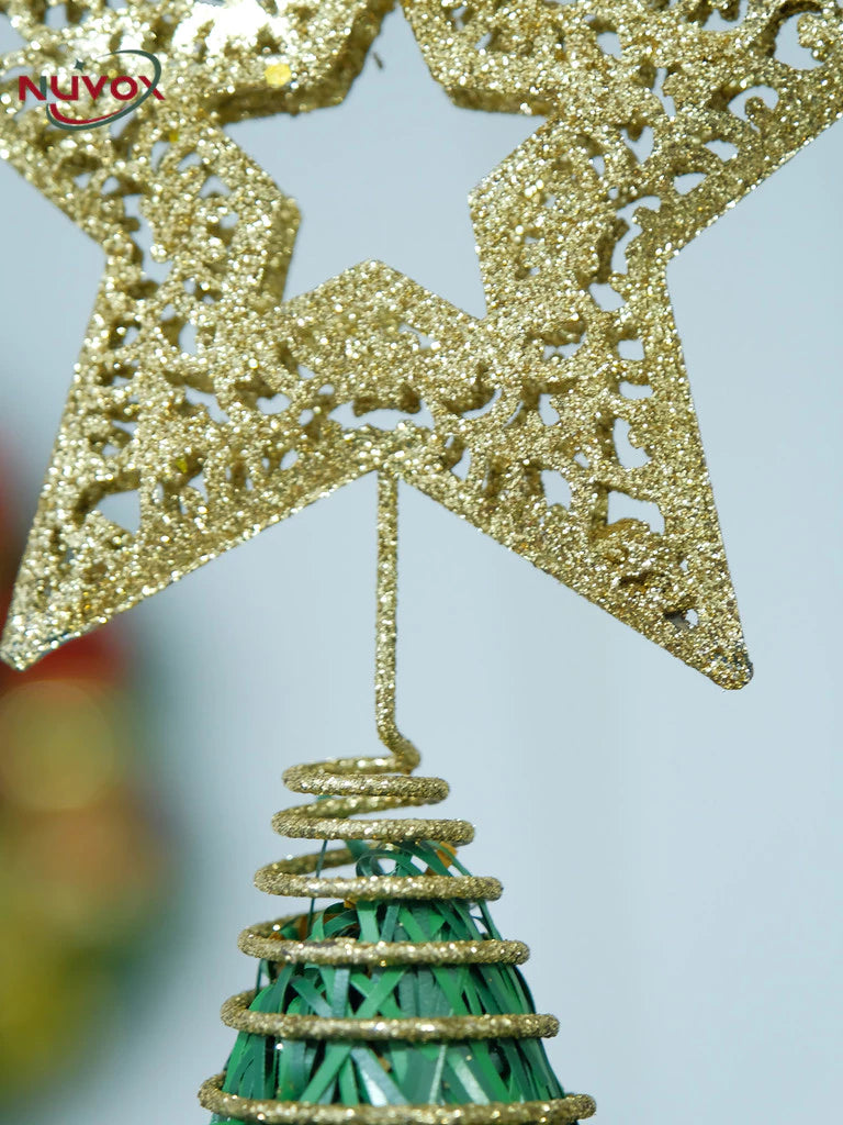 NUVOX Christmas Tree Star Topper Decoration Gold Star Hanging Xmas Tree Topper Decoration New Year
