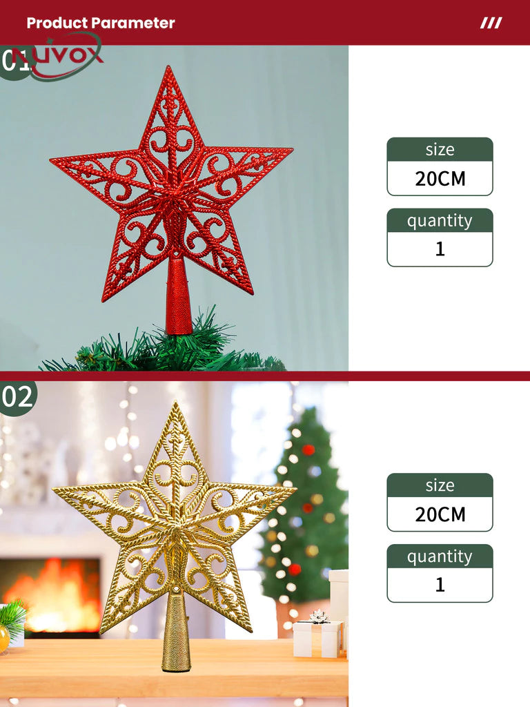 NUVOX Christmas Tree Top Star Hollow Plastic Star Xmas Tree Hanging Ornaments for Home Festival