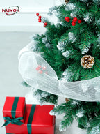 NUVOX Berry Christmas Tree 5/6/7/8FT Green Pine Snow Tree with Metal Stand Easy Set-up