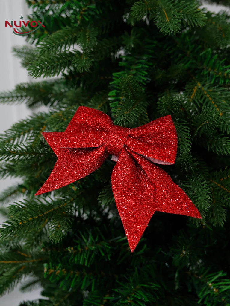 NUVOX 12cm Bow Xmas Tree Decoration Gold Red Silver Bowknot Hanging Decor Home Party Decoration
