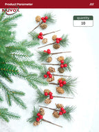 NUVOX Christmas Red Berries Decoration Artificial Red Berries Pine Cone Xmas Tree Hanging Ornaments