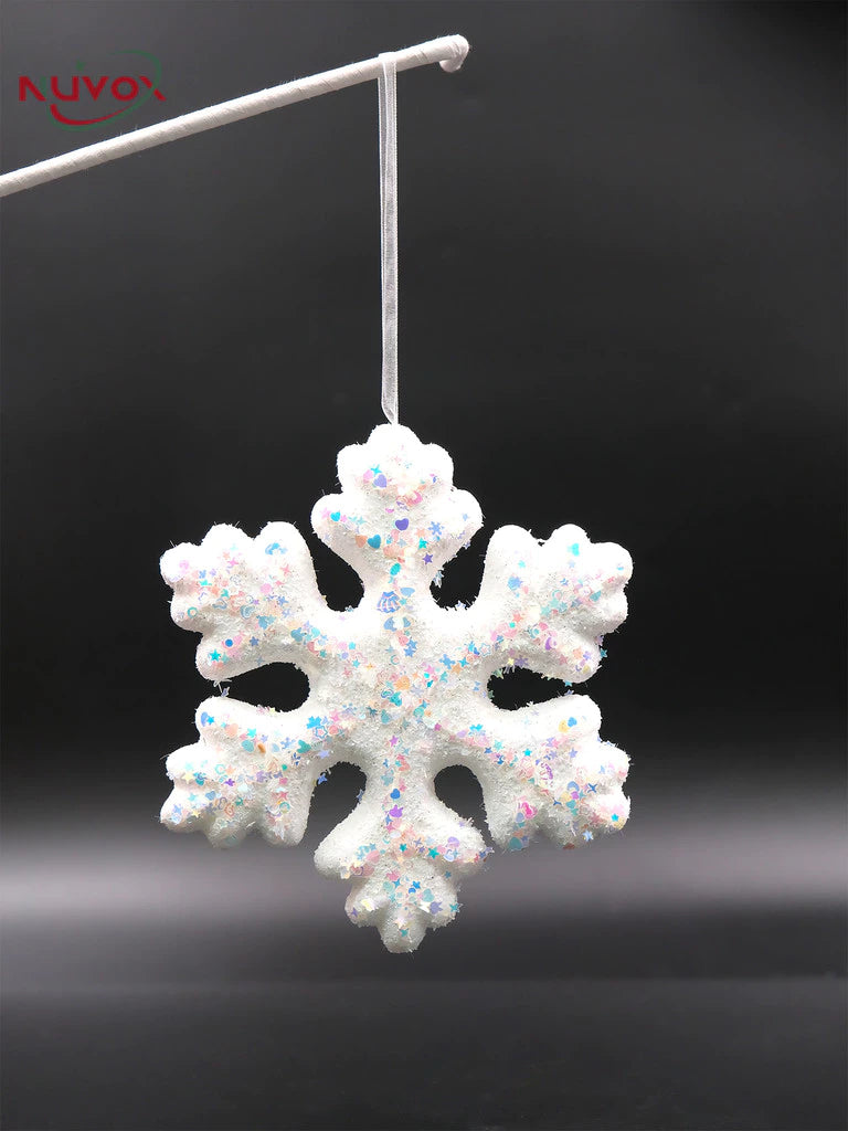NUVOX Christmas Snowflakes Decoration Glitter Fake White Snowflake Xmas Tree Hanging Pendents Decor
