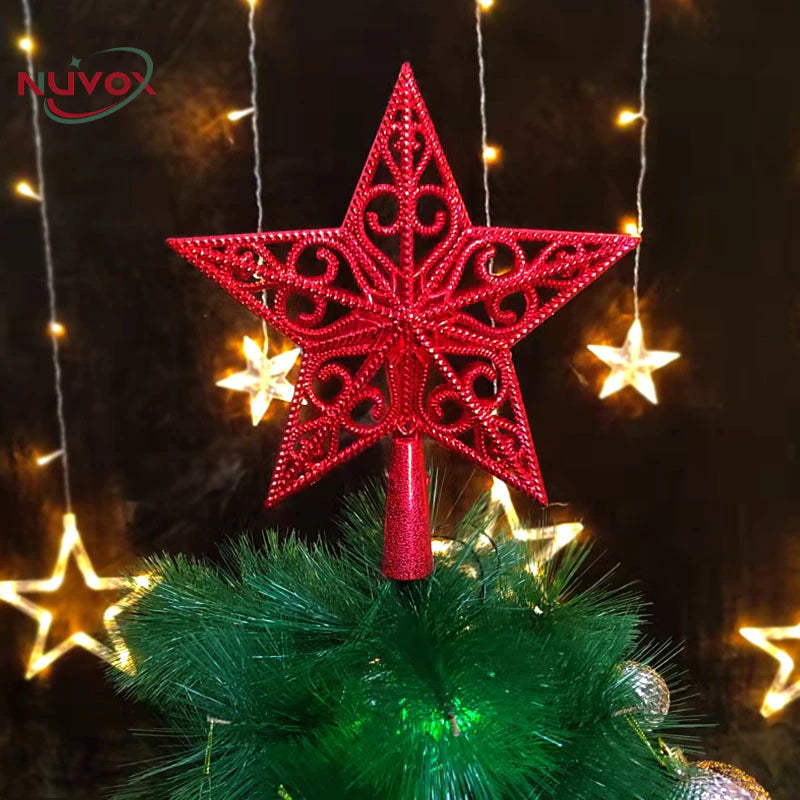 NUVOX Christmas Tree Top Star Hollow Plastic Star Xmas Tree Hanging Ornaments for Home Festival