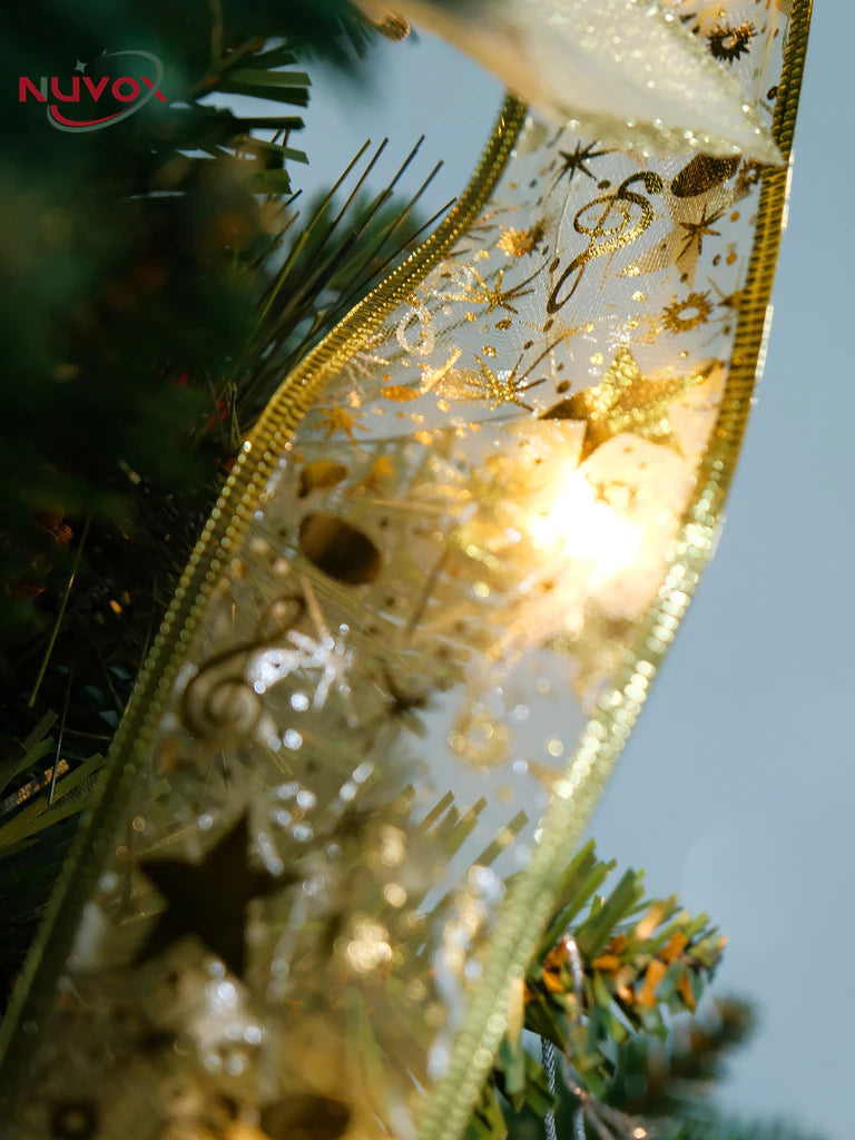 NUVOX Christmas Ribbon with Lights for Christmas Tree DIY Xmas Tree Ribbon Decorations