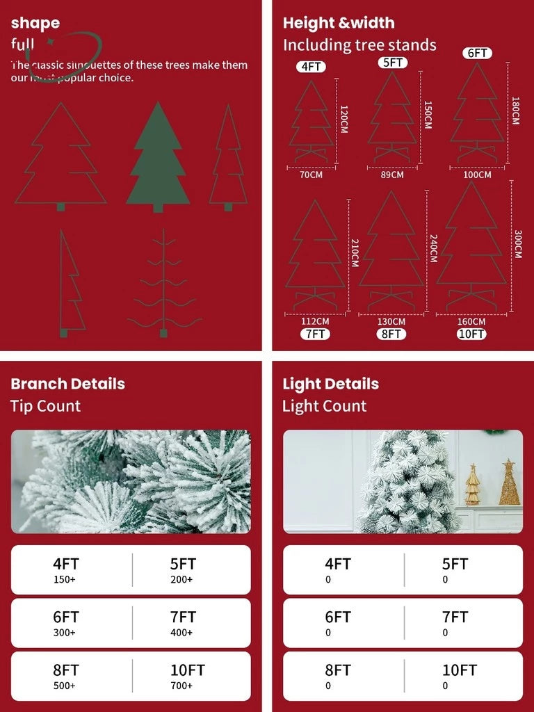 NUVOX Snow Flocked Artificial Christmas Tree Premium Hinged Pine Tree