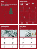 NUVOX Snow Flocked Artificial Christmas Tree Premium Hinged Pine Tree