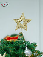 NUVOX Christmas Tree Star Topper Decoration Gold Star Hanging Xmas Tree Topper Decoration New Year