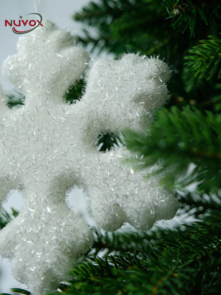NUVOX Christmas Snowflakes Decoration Glitter Fake White Snowflake Xmas Tree Hanging Pendents Decor