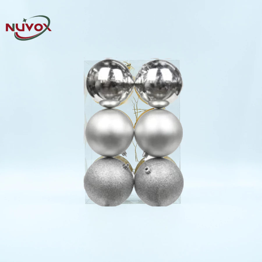 NUVOX 8cm Christmas Balls Decoration Glitter Gold Xmas Tree Hanging Ornaments Decor Big Size