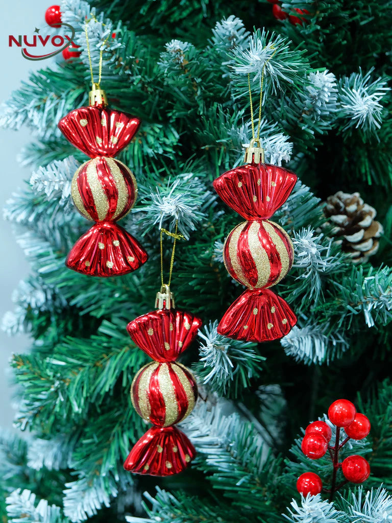 NUVOX 6pcs Christmas Tree Candy Pendant Xmas Tree Hanging Ornaments Decor For Home Party