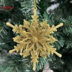 NUVOX 12CM Christmas Glitter Snowflake 3D Snowflake Glitter Star Xmas Tree Ornaments Hanging Decor