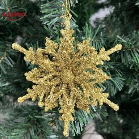 NUVOX 12CM Christmas Glitter Snowflake 3D Snowflake Glitter Star Xmas Tree Ornaments Hanging Decor