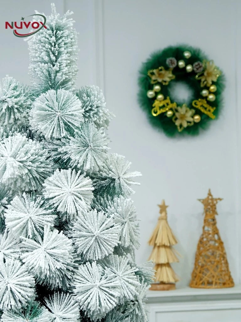 NUVOX Snow Flocked Artificial Christmas Tree Premium Hinged Pine Tree