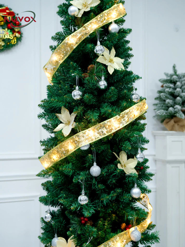 NUVOX Christmas Tree Slim Type 8FT/7FT/6FT/5FT PVC Artificial Pencil Christmas Tree with Stand