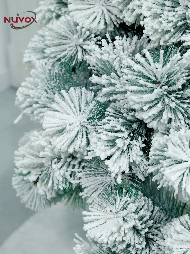 NUVOX Snow Flocked Artificial Christmas Tree Premium Hinged Pine Tree
