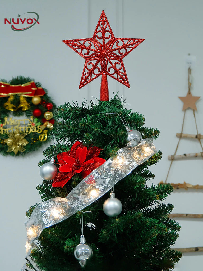 NUVOX Christmas Tree Top Star Hollow Plastic Star Xmas Tree Hanging Ornaments for Home Festival