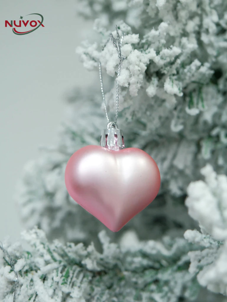 NUVOX 12Pcs Christmas Balls Decors 3D DIY Love Heart Pendant Christmas Tree Ball Hanging Pendant