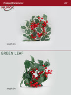NUVOX Christmas Red Berry Garland Decoration with LED Artificial Red Berries Vine Christmas Garland