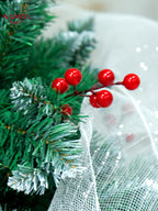 NUVOX Berry Christmas Tree 5/6/7/8FT Green Pine Snow Tree with Metal Stand Easy Set-up