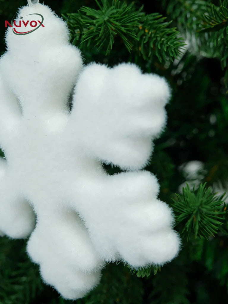 NUVOX Christmas Snowflakes Decoration Glitter Fake White Snowflake Xmas Tree Hanging Pendents Decor