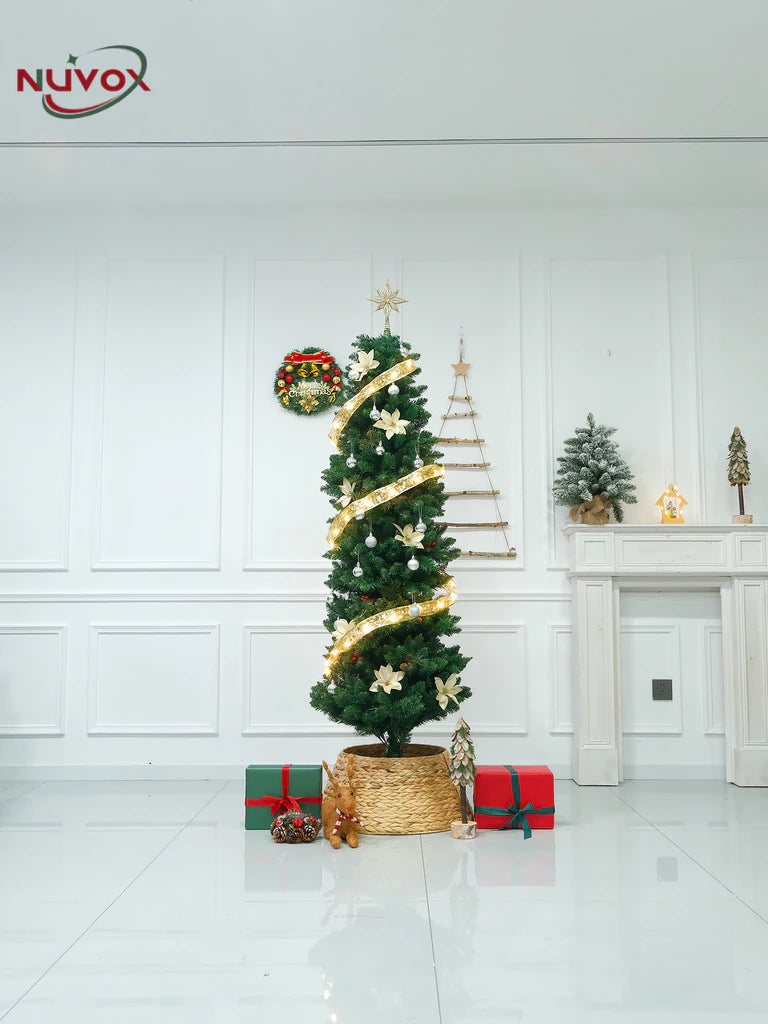 NUVOX Christmas Ribbon with Lights for Christmas Tree DIY Xmas Tree Ribbon Decorations