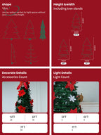 NUVOX 5/6/7ft Slim Foldable Christmas Tree Set with Decoration PVC Material Xmas Tree Can Save Space