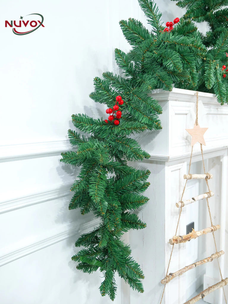 NUVOX Artificial Christmas Garland PVC Xmas Garlands Wall Door Decor for Holiday