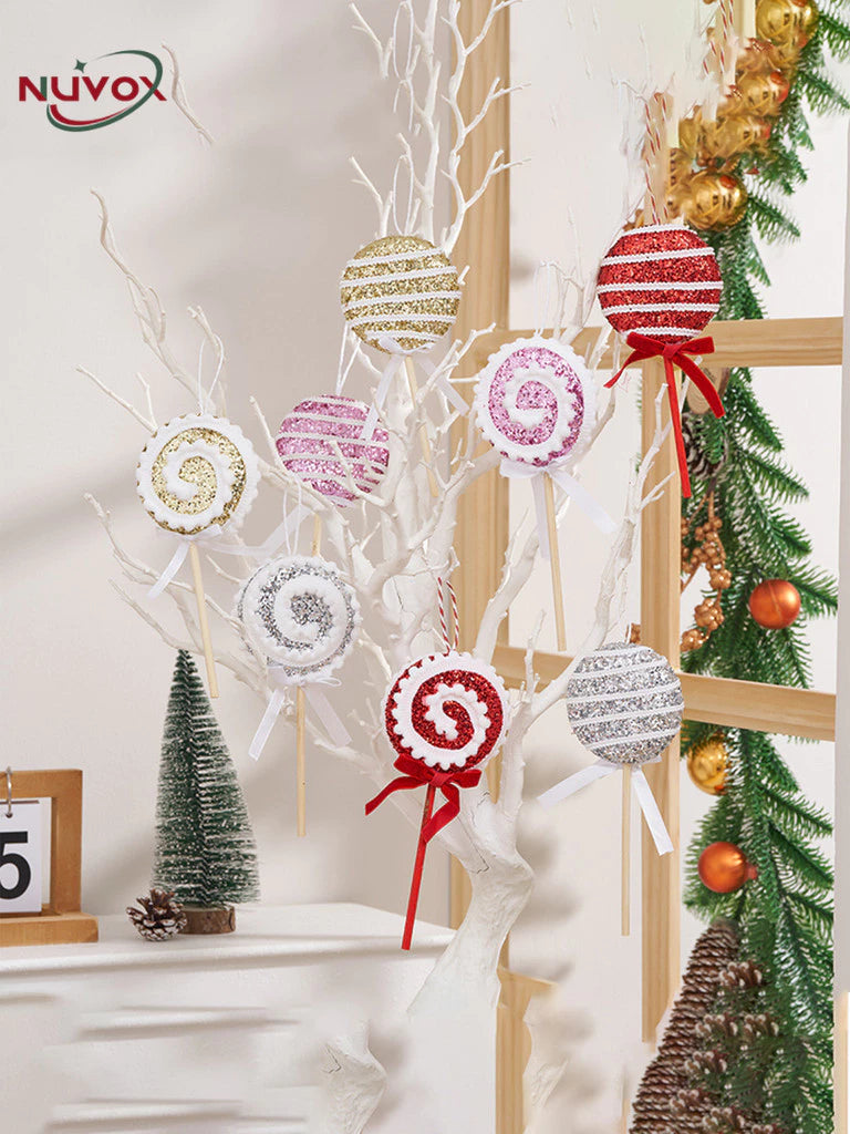 NUVOX Christmas Candy Hanging Decorations Threaded Lollipop Xmas Tree Hanging Ornaments For New Year