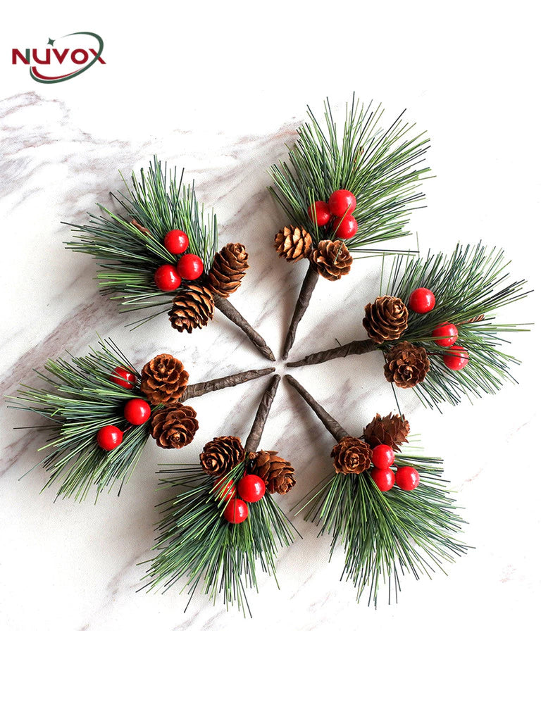NUVOX Christmas Red Berries Decoration Artificial Red Berries Pine Cone Xmas Tree Hanging Ornaments