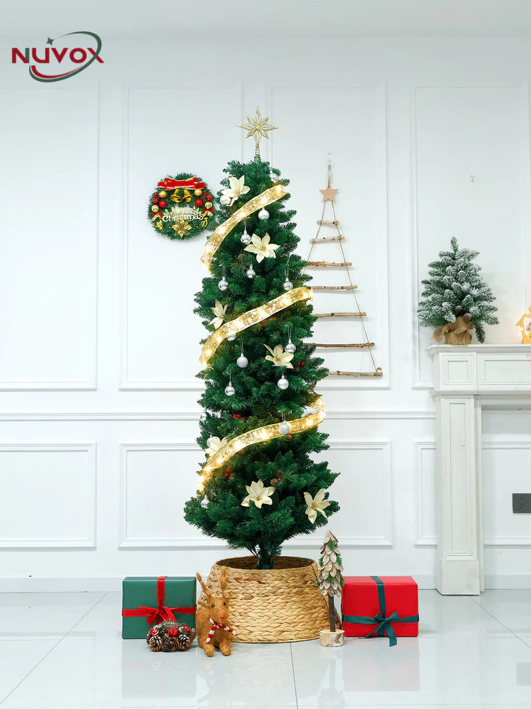 NUVOX Christmas Tree Slim Type 8FT/7FT/6FT/5FT PVC Artificial Pencil Christmas Tree with Stand