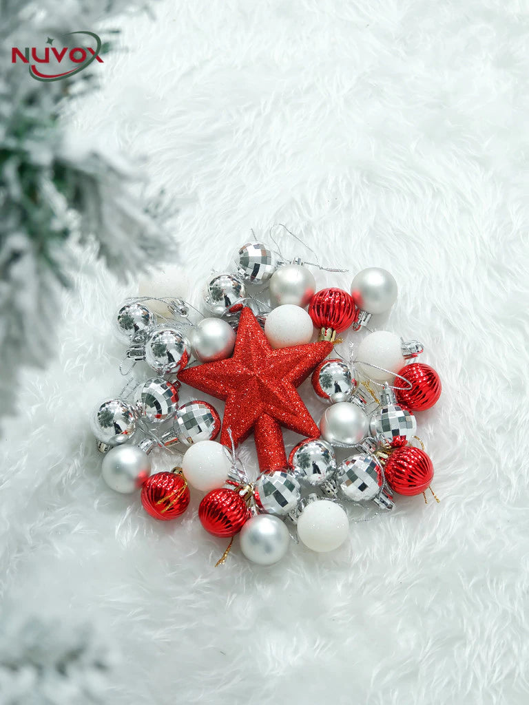 NUVOX 30Pcs/6cm Christmas Tree Ball Hanging Pendant Christmas Balls Decors Set for New Year Party