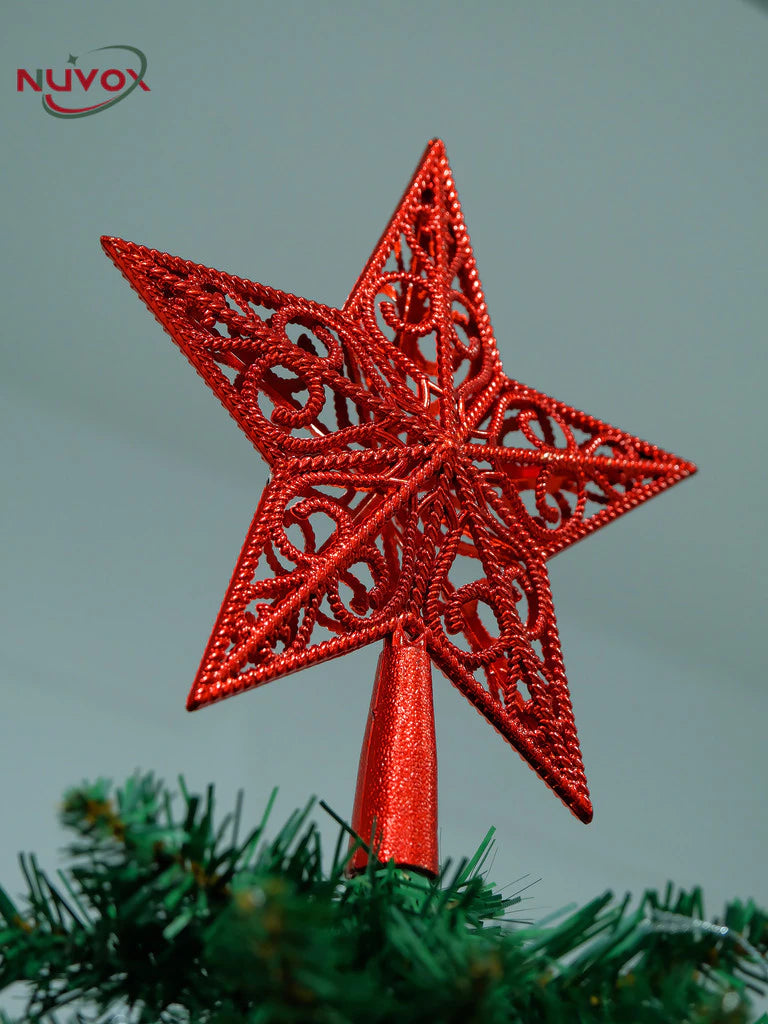 NUVOX Christmas Tree Top Star Hollow Plastic Star Xmas Tree Hanging Ornaments for Home Festival