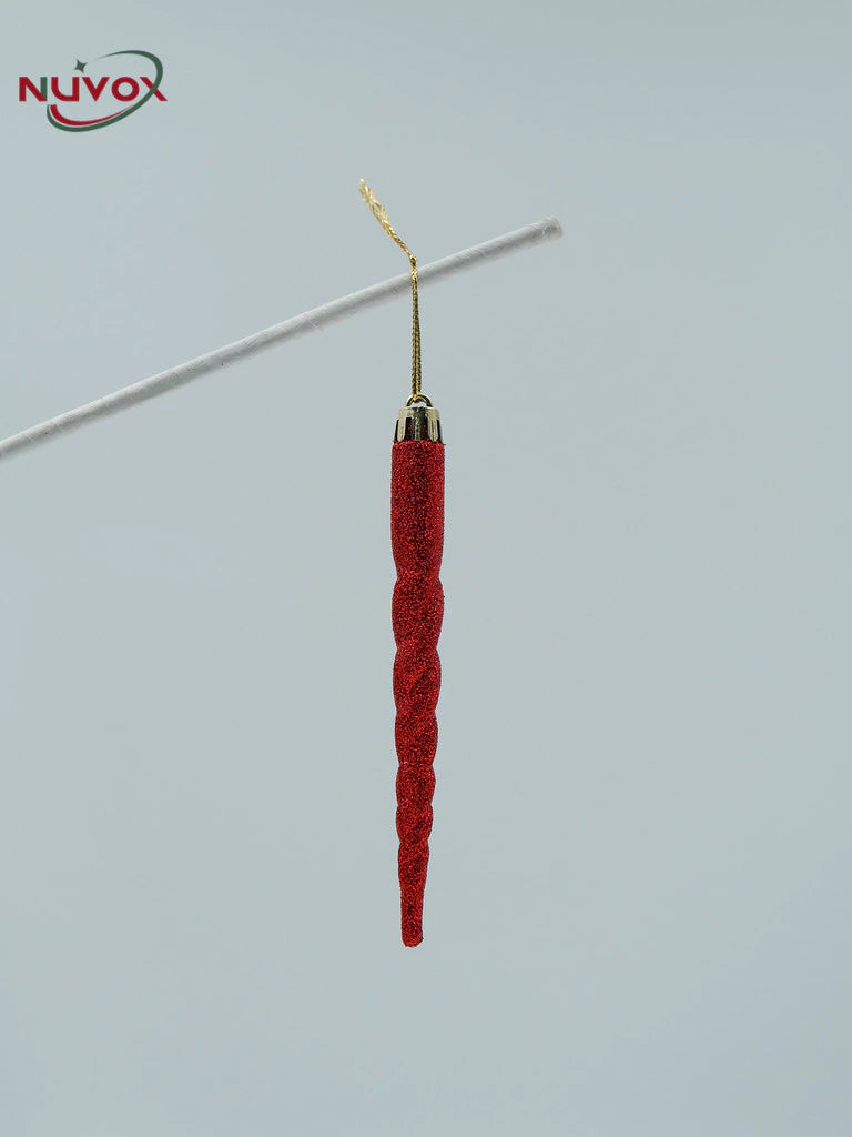 NUVOX 12 Pcs/Box Christmas Twisted Icicle Ornament Xmas Tree Hanging Fake Ice Pendant for Home