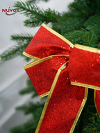 NUVOX 1/5/10Pcs Glitter Christmas Ribbon Bow Xmas Tree Hanging Bowknot Ornament Christmas Decoration