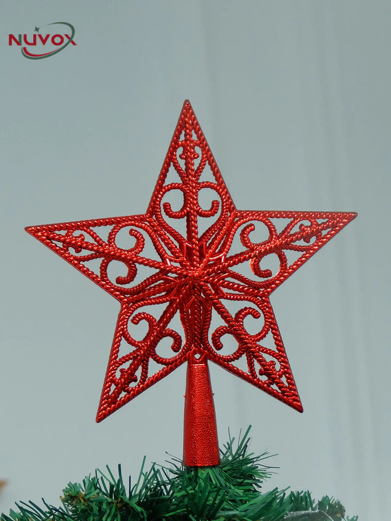 NUVOX Christmas Tree Top Star Hollow Plastic Star Xmas Tree Hanging Ornaments for Home Festival