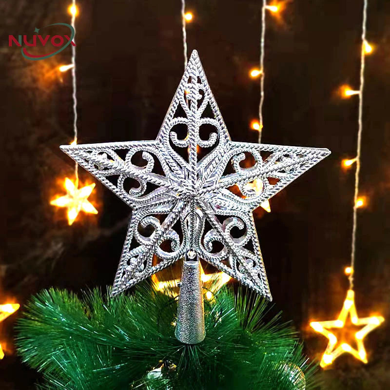 NUVOX Christmas Tree Top Star Hollow Plastic Star Xmas Tree Hanging Ornaments for Home Festival