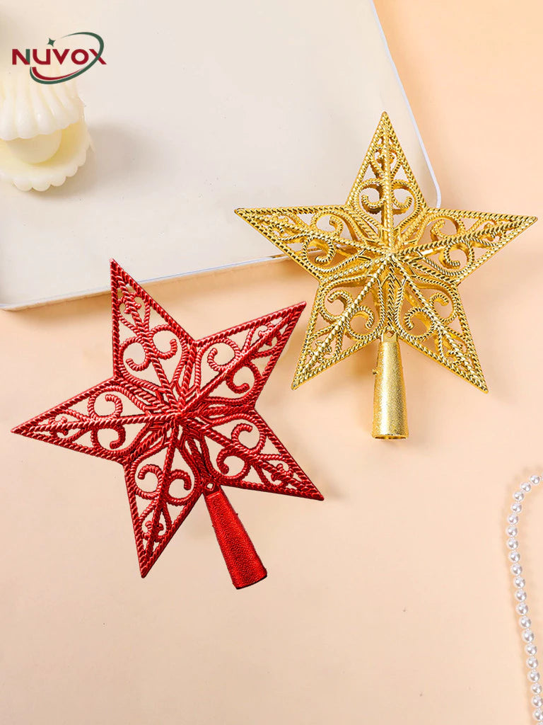 NUVOX Christmas Tree Top Star Hollow Plastic Star Xmas Tree Hanging Ornaments for Home Festival