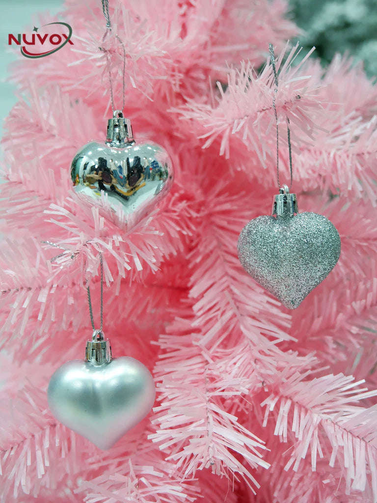 NUVOX 12Pcs Christmas Balls Decors 3D DIY Love Heart Pendant Christmas Tree Ball Hanging Pendant