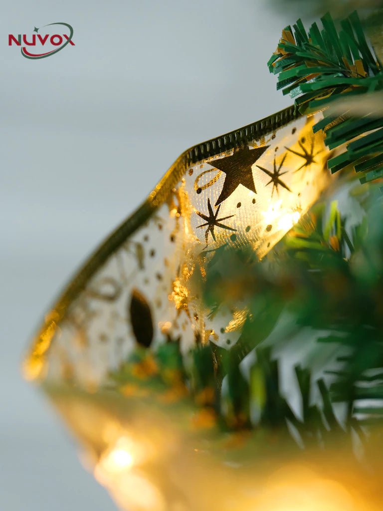 NUVOX Christmas Ribbon with Lights for Christmas Tree DIY Xmas Tree Ribbon Decorations