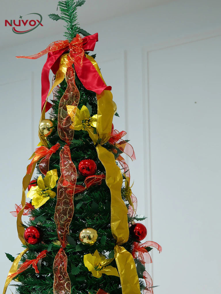 NUVOX Foldable Christmas Tree 7ft Makapal with Decoration Pop Up Artificial Christmas Tree for Home