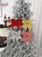 NUVOX 12cm Bow Xmas Tree Decoration Gold Red Silver Bowknot Hanging Decor Home Party Decoration