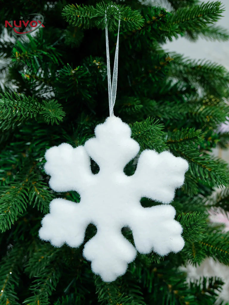 NUVOX Christmas Snowflakes Decoration Glitter Fake White Snowflake Xmas Tree Hanging Pendents Decor