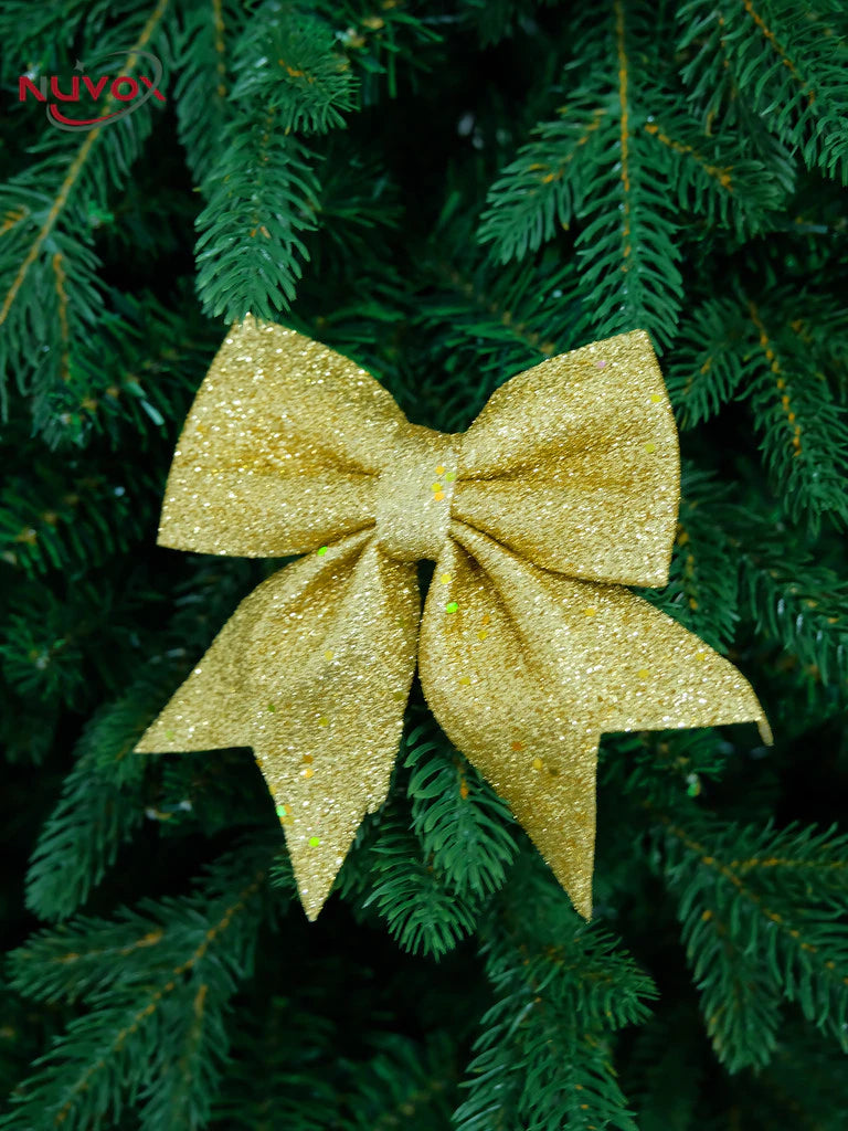 NUVOX 12cm Bow Xmas Tree Decoration Gold Red Silver Bowknot Hanging Decor Home Party Decoration