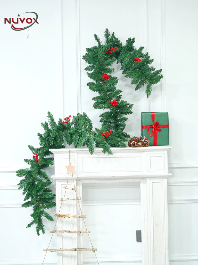 NUVOX Artificial Christmas Garland PVC Xmas Garlands Wall Door Decor for Holiday