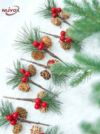 NUVOX Christmas Red Berries Decoration Artificial Red Berries Pine Cone Xmas Tree Hanging Ornaments